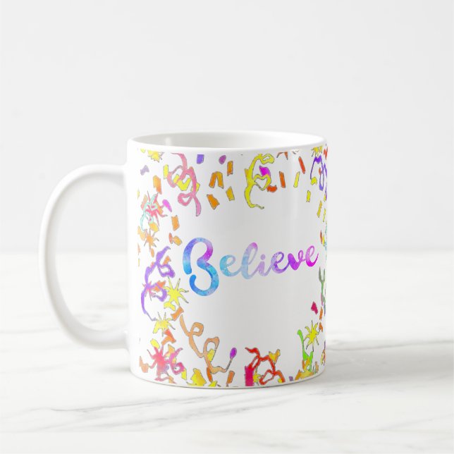 Mug Croire la typographie aquarelle Art Confetti (Gauche)