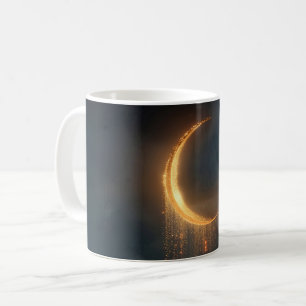 Mug Croissant de lune doré surréaliste au-dessus de l'