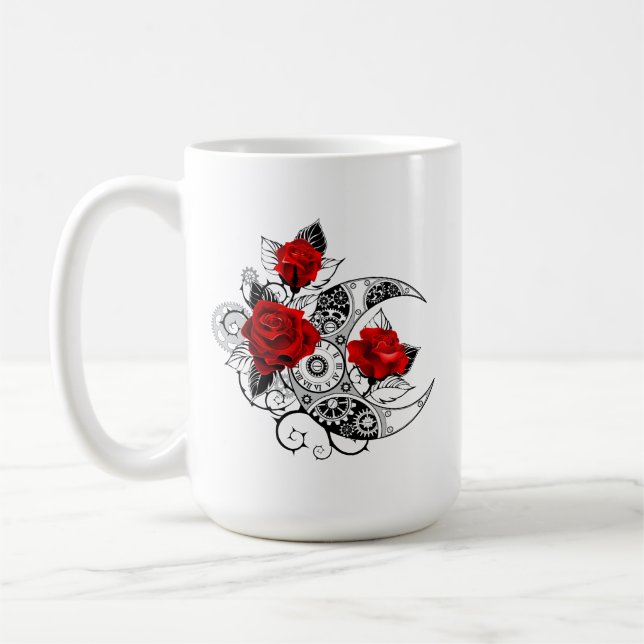 Mug Croissant mécanique avec roses rouges (Gauche)