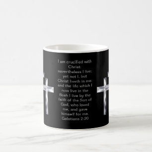 Mug Croix argentées dessus et couverture d'écriture