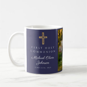 Mug Croix Bleue Religieux Boy First Communion Photo