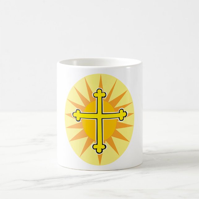 Mug Croix Boutonnée Jaune Soleil Levant Foi Chrétienne (Créateur téléchargé)