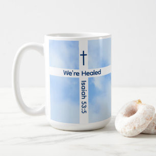 Mug Croix Chrétienne Bleue Lumière Bible Verse Guérir