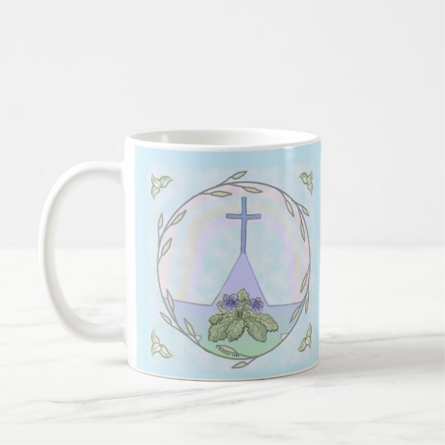 mug croix chrétienne de primevères  (Gauche)