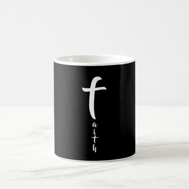 Mug Croix de foi Typographie noir et blanc Simple (Centre)