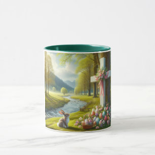 Mug Croix de Pâques avec lapin et oeufs