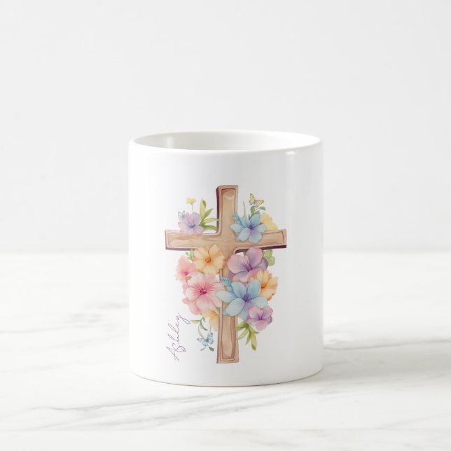 Mug Croix de Pâques personnalisée à l'aquarelle (Centre)