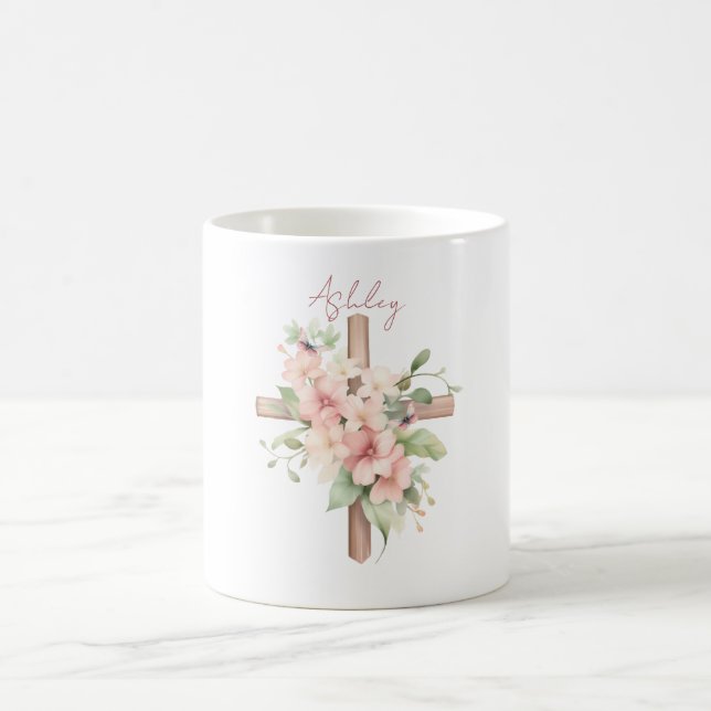 Mug Croix de Pâques personnalisée à l'aquarelle (Centre)