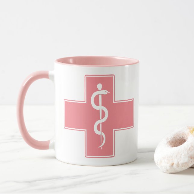 Mug Croix infirmière avec couleurs personnalisées (Avec donut)