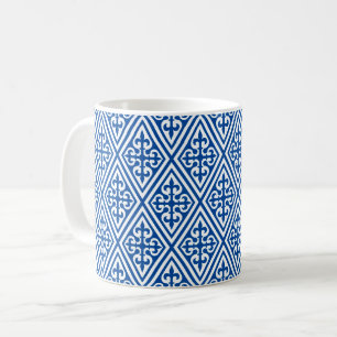 Mug Croix médiévale Damas - Cobalt bleu et blanc
