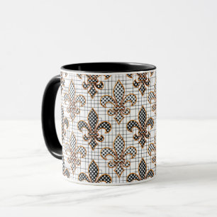 Mug Croix noire et blanche en hachures à pois Fleur-de