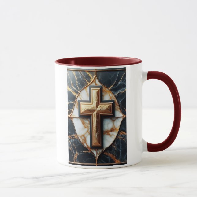 Mug Croix noire et Marbre blanc dévoilée avec or (Droite)
