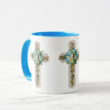 Mug Croix vintage et Fleurs