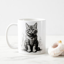 Croquis au crayon de chat mignon