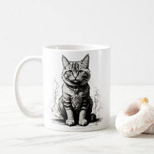 Mug Croquis au crayon de chat mignon