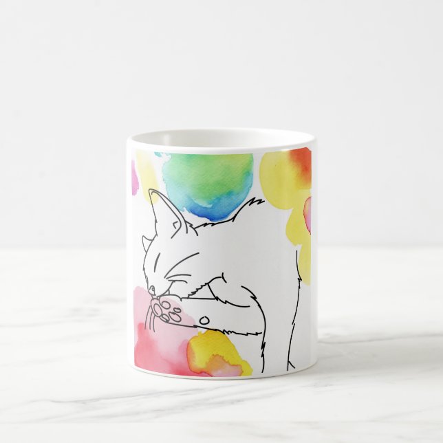 Mug Croquis de chat coloré (Centre)