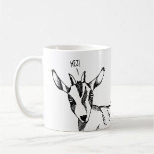 Mug Croquis de chèvre disant "Hej !"