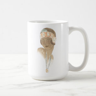 Mug Croquis de mode Flapper - Femme avec pièce à cheve