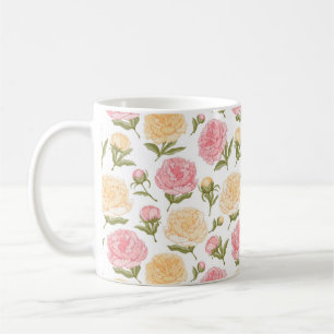 Mug Croquis de pivoines rose et jaune