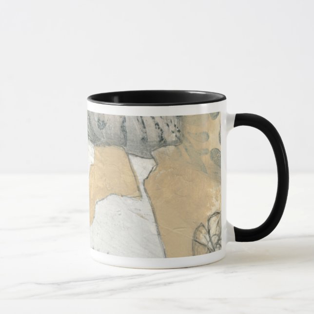 Mug Croquis floral Abstrait avec Arrière - plan tan (Droite)
