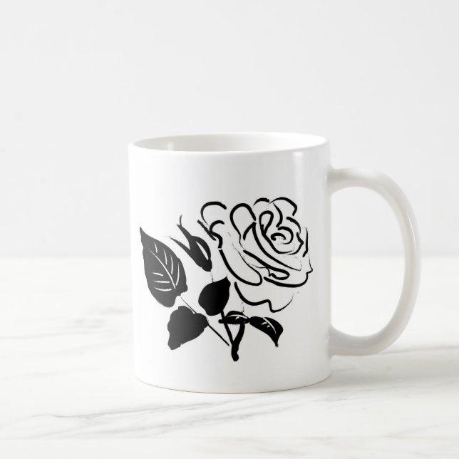 Mug Croquis rose et Feuille (Droite)