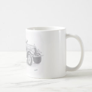 Mug croquis tiré à la main d'un camion de pompiers v