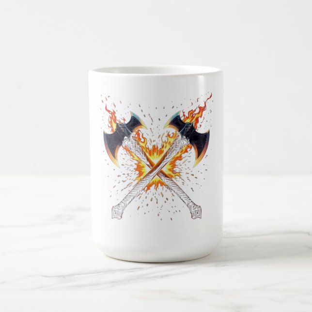 Mug Crossed Fantasy Axes with Fiery Energy – Powerful  (Centre)