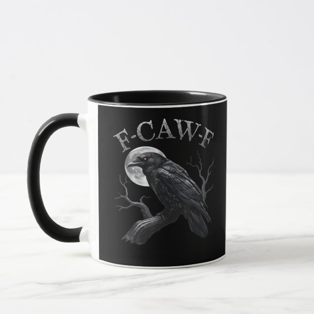 Mug Crow F-Caw-F Funny Bird Moon Retro Classic (Gauche)