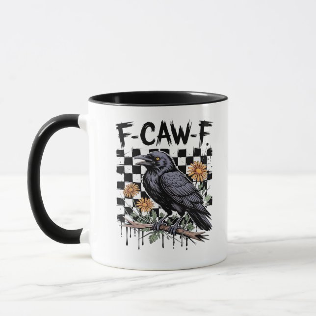 Mug Crow Flowral, F-Caw-F Funny Bird FCAWF Moon Gothic (Gauche)