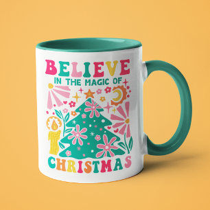 Mug Croyez à la Magie de Noël Rétro Boho