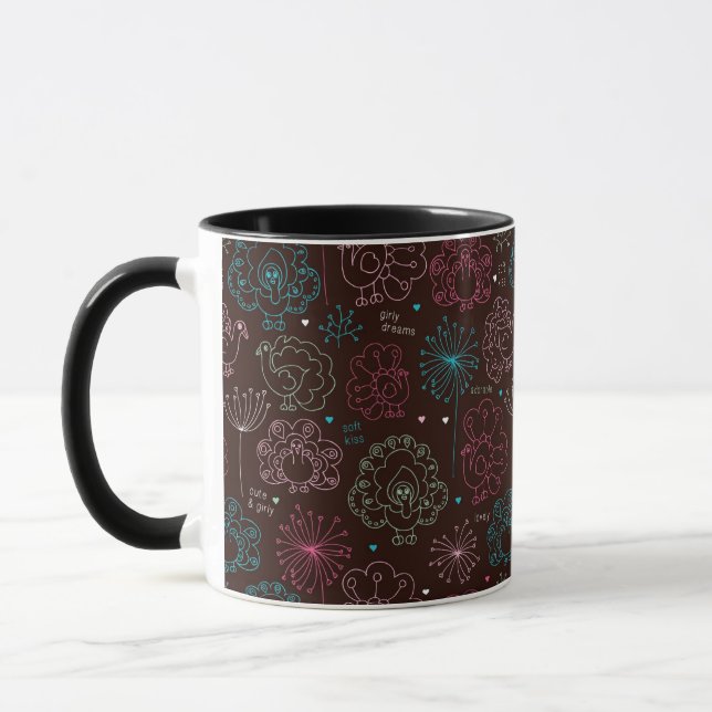 Mug cru de papier peint de l'Inde de fleur de paon (Gauche)