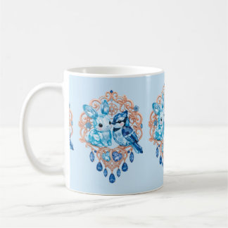 Mug Crystal Blue Bunny and Blue Jay Heart