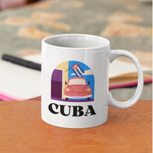 Mug Cuba Île Minimal Vintage Rétro Voyage 
