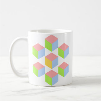 Mug Cube d'illusion optique isométrique pastel géométr