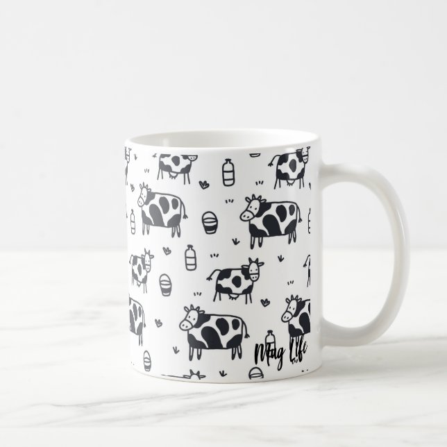 Mug Cube Motif de vache caricaturée (Droite)