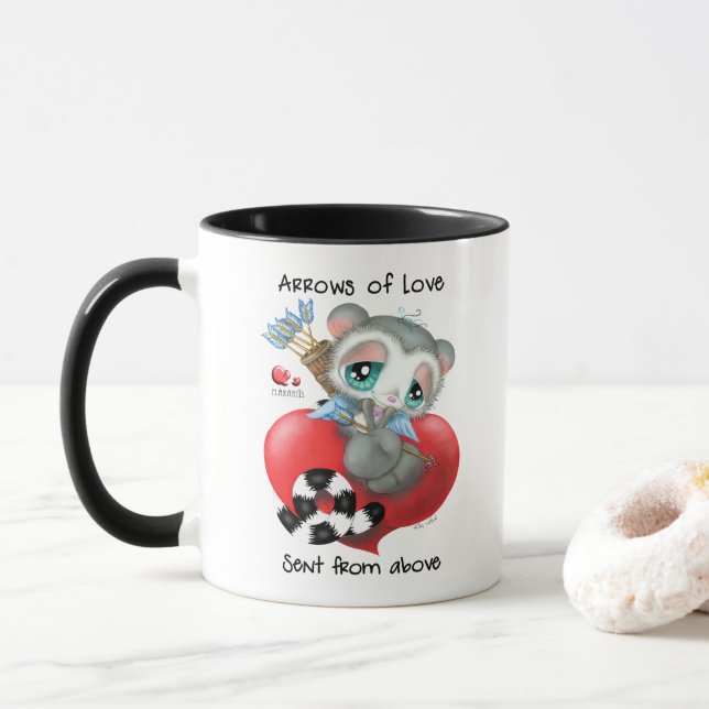 Mug Cuddly lemur holding love arrows - sip of love  (Avec donut)