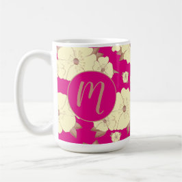 Mug Cuivre floral et jaune pastel sur Fuchsia Pink