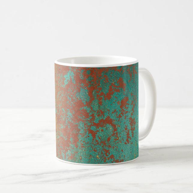 Mug Cuivre Turquoise Bleu Orange Texture Brown (Devant droit)