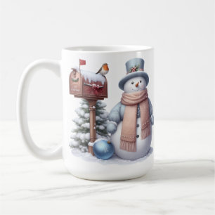 MUG CUL PASTEL HIVER SNOWMAN & SNOWY MAILBOX
