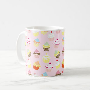MUG CUPCAKES ALIMENTATION ROSE MOTIF