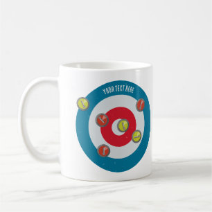 Mug curling Maison et pierres de curling vue du haut