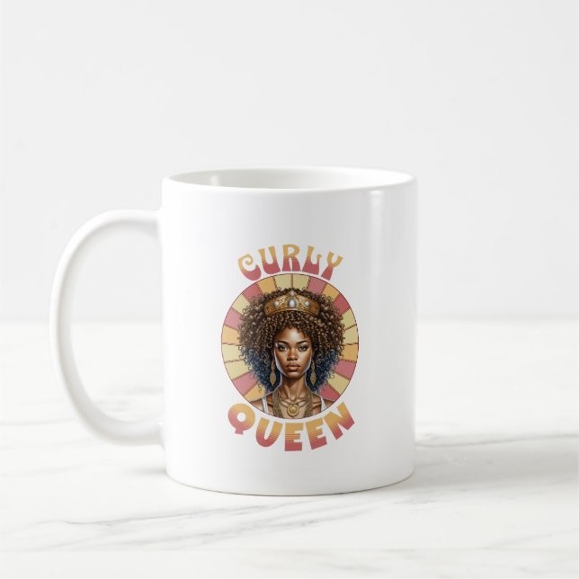 Mug Curly Reine Africaine Américaine rétro ondulé (Gauche)