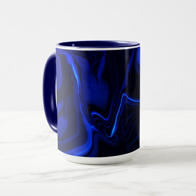 Mug Curvas azuis em imagem azul escura. (Devant gauche)