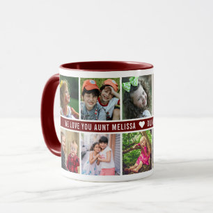 Mug Custom 10 Photo Collage We Love You Tante Maroon