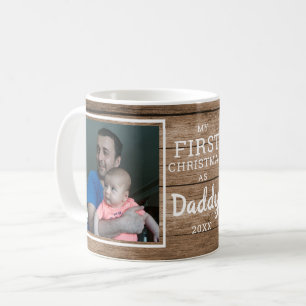 Mug Custom 2 Photo Le premier bois rustique de Noël de