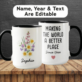 Mug Custom April Birth Flower - Personalized Name