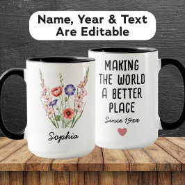 Mug Custom August Birth Flower - Personalized Name