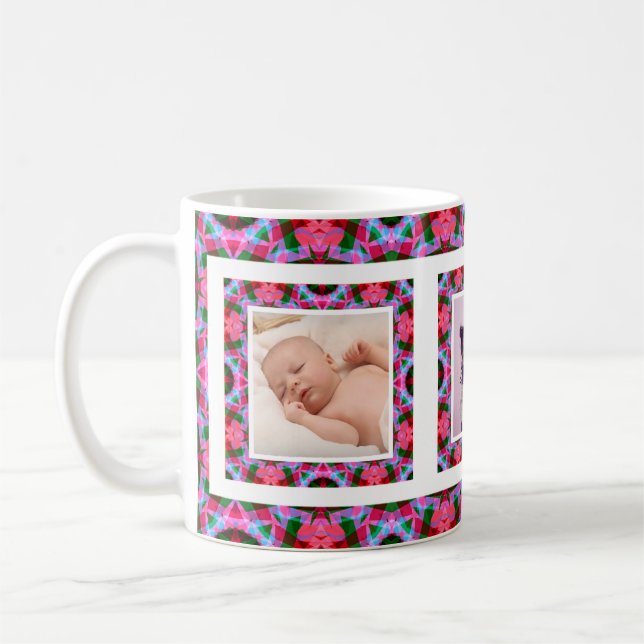 Mug Custom Bold Pink Green Fête des mères Maman Photo  (Gauche)