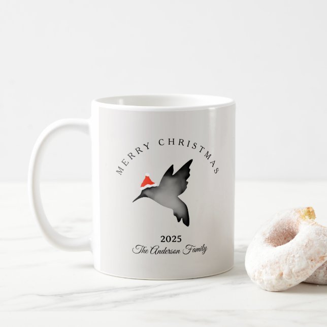 Mug Custom Christmas red gray santa hummingbird (Avec donut)