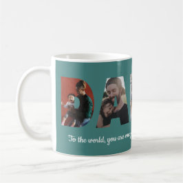 Mug Custom Daddy 5 Photo Collage Fête des pères verte